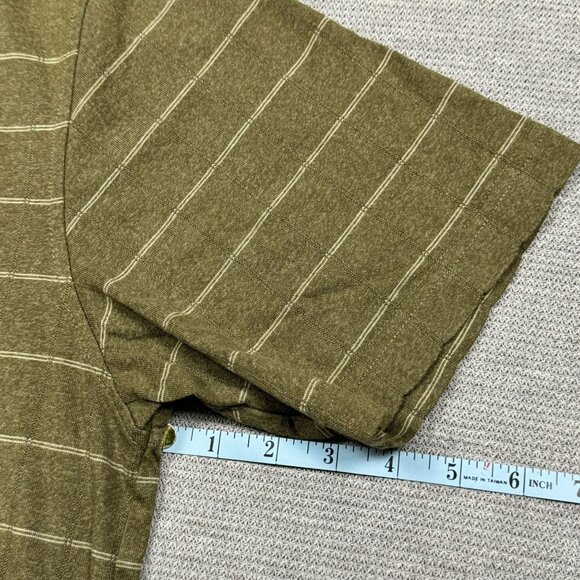 Van Heusen Striped Polo Shirt Mens Size L Green White Collared Short Sleeve - Picture 8 of 9